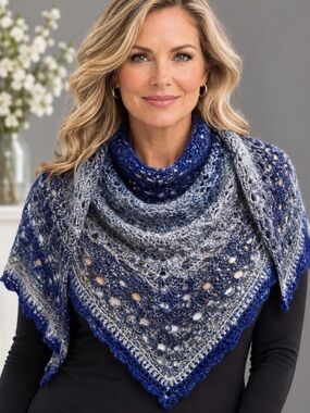 Handmade Blue Crochet Shawl